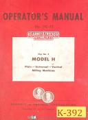 Kearney & Trecker Model H, 5hp Mo. 2, Operator's Control Manual